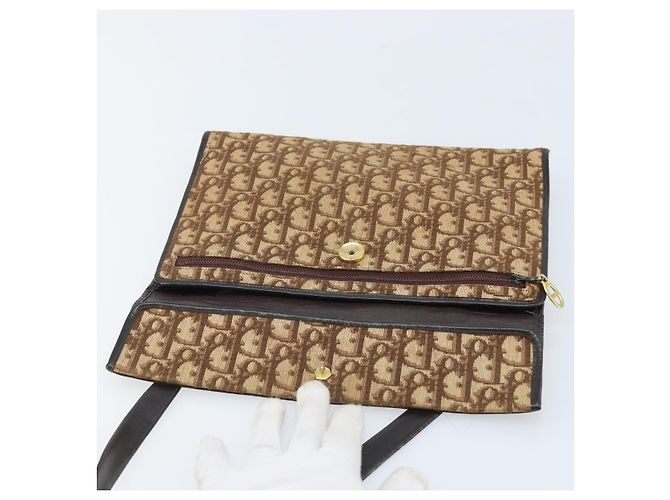 Borsa a spalla in tela Trotter Christian Dior marrone oro Auth bs34135 D'oro - vista 18