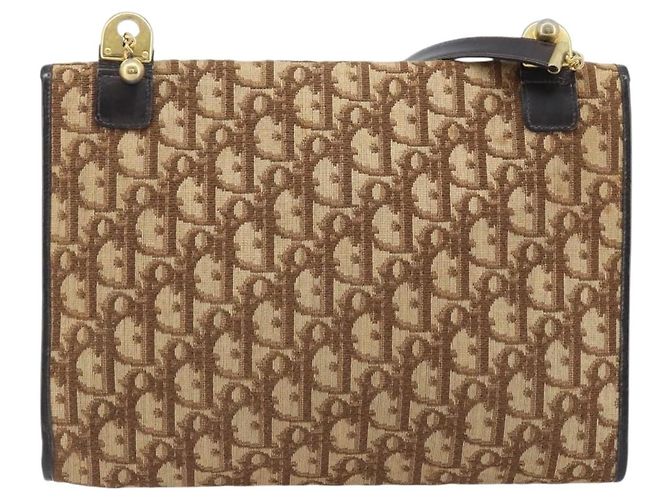 Borsa a spalla in tela Trotter Christian Dior marrone oro Auth bs34135 D'oro - vista 2