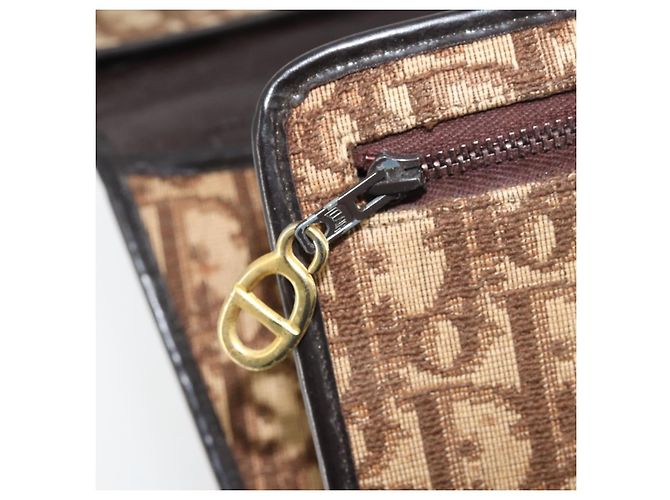 Borsa a spalla in tela Trotter Christian Dior marrone oro Auth bs34135 D'oro - vista 22