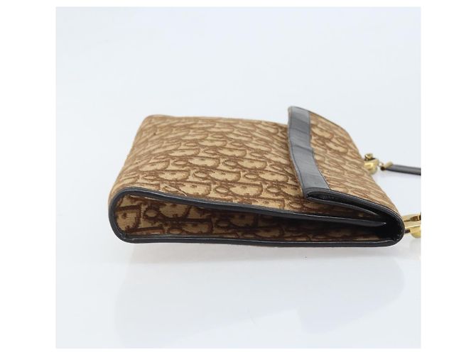 Borsa a spalla in tela Trotter Christian Dior marrone oro Auth bs34135 D'oro - vista 3