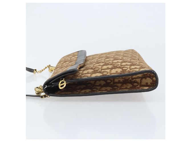 Borsa a spalla in tela Trotter Christian Dior marrone oro Auth bs34135 D'oro - vista 4