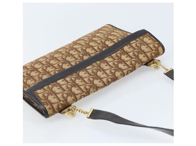 Borsa a spalla in tela Trotter Christian Dior marrone oro Auth bs34135 D'oro - vista 6