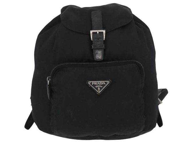 Zaino PRADA in nylon nero argento Auth BA11574 - vista 13