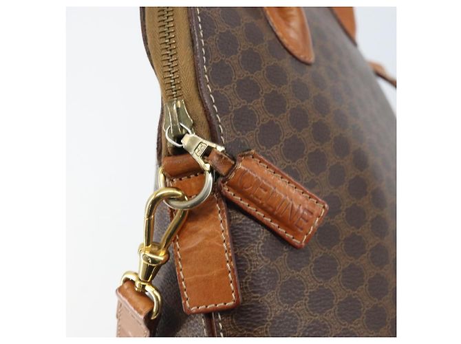 Céline Borsa a mano in tela Macadam CELINE in pelle PVC 2 in 1 marrone oro Auth LNZ630 - vista 10