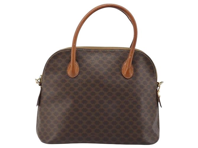 Céline Borsa a mano in tela Macadam CELINE in pelle PVC 2 in 1 marrone oro Auth LNZ630 - vista 13