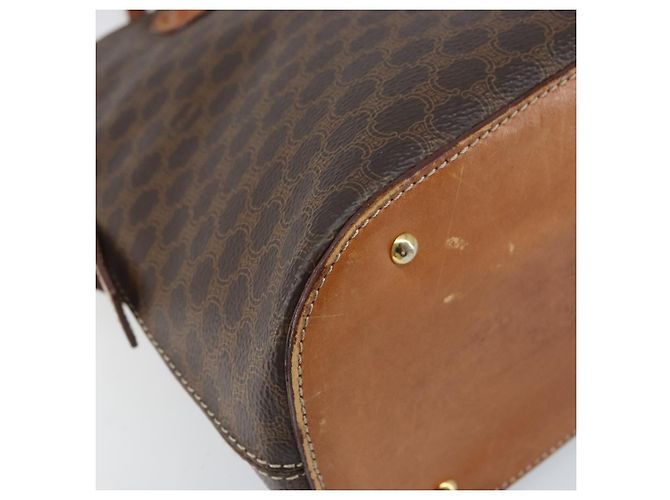 Céline Borsa a mano in tela Macadam CELINE in pelle PVC 2 in 1 marrone oro Auth LNZ630 - vista 16