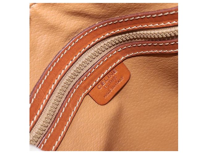 Céline Borsa a mano in tela Macadam CELINE in pelle PVC 2 in 1 marrone oro Auth LNZ630 - vista 19