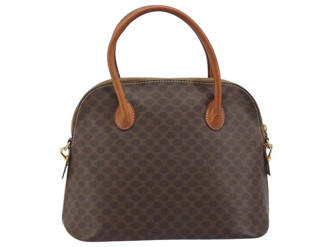 Céline Borsa a mano in tela Macadam CELINE in pelle PVC 2 in 1 marrone oro Auth LNZ630 - vista 2