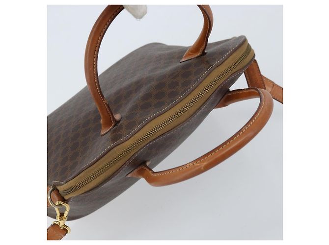 Céline Borsa a mano in tela Macadam CELINE in pelle PVC 2 in 1 marrone oro Auth LNZ630 - vista 6