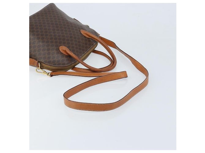 Céline Borsa a mano in tela Macadam CELINE in pelle PVC 2 in 1 marrone oro Auth LNZ630 - vista 8