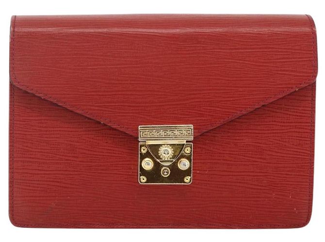 CLUTCH VERSACE Sunburst in Pelle Rossa Oro Auth am11180A Rosso D'oro - vista 13