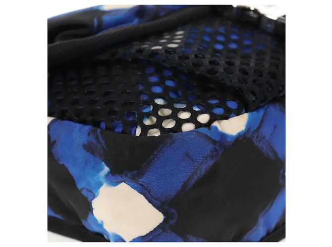 Borsa a Spalla CHANEL Nylon Blu Nero Argento CC Auth 141222V - vista 16