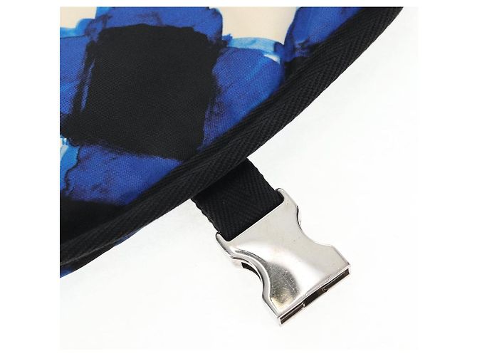 Borsa a Spalla CHANEL Nylon Blu Nero Argento CC Auth 141222V - vista 21