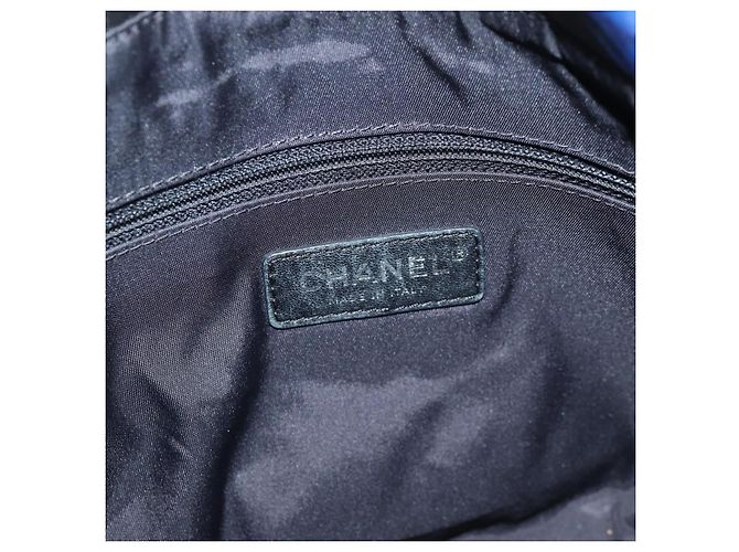 Borsa a Spalla CHANEL Nylon Blu Nero Argento CC Auth 141222V - vista 24
