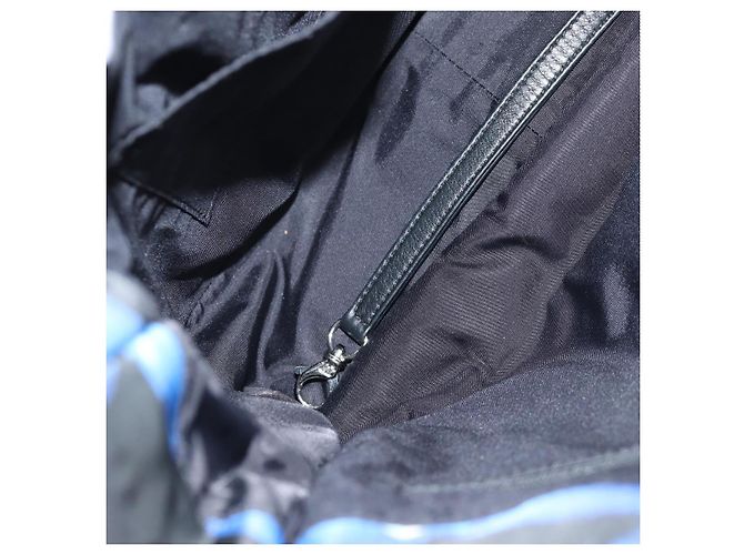 Borsa a Spalla CHANEL Nylon Blu Nero Argento CC Auth 141222V - vista 27