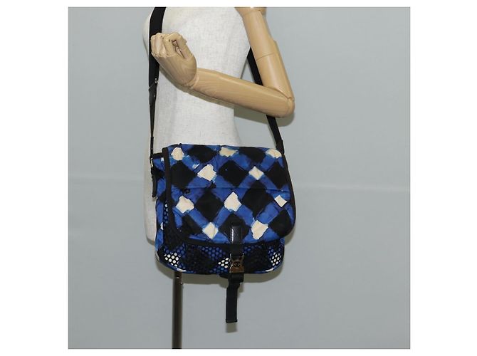 Borsa a Spalla CHANEL Nylon Blu Nero Argento CC Auth 141222V - vista 30