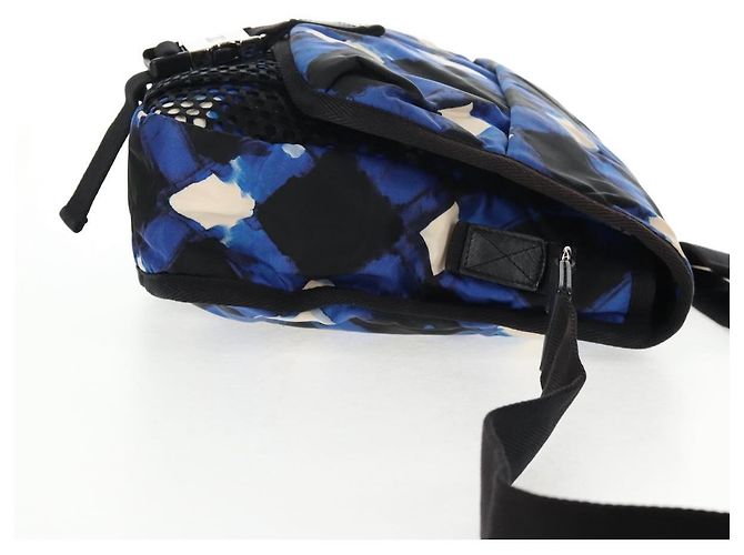 Borsa a Spalla CHANEL Nylon Blu Nero Argento CC Auth 141222V - vista 5
