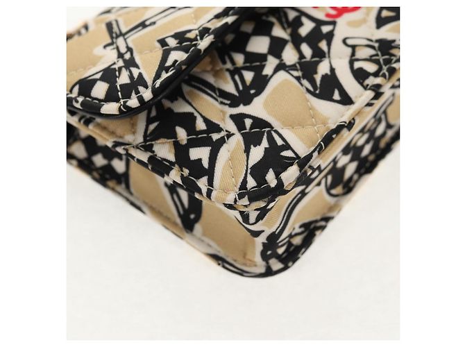 Chanel Borsa Matelassé con Catena Bandiera Scacchiera Satin Beige Oro CC Auth 145708M D'oro - vista 16