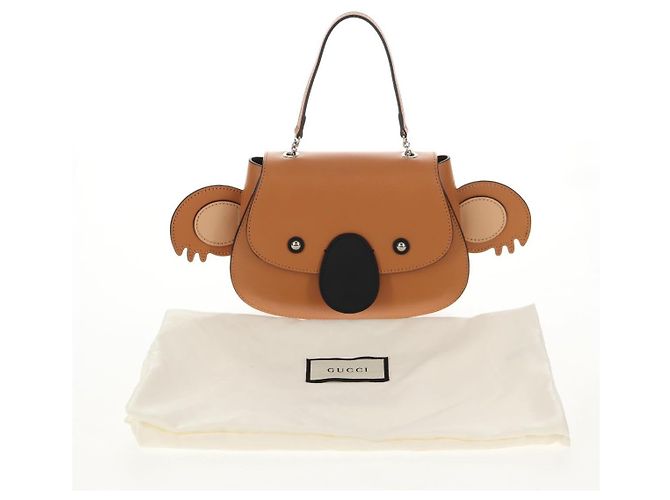 Borsa a mano per bambini GUCCI Koala in pelle marrone argento 605824 Auth 146368SAV - vista 12