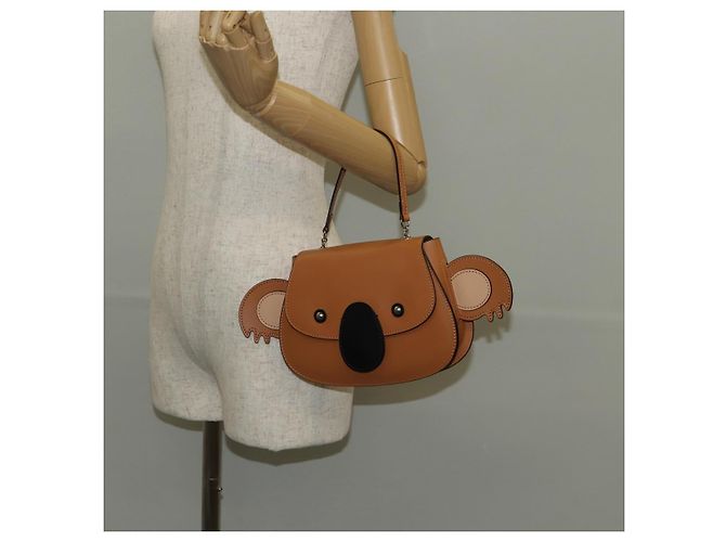 Borsa a mano per bambini GUCCI Koala in pelle marrone argento 605824 Auth 146368SAV - vista 26