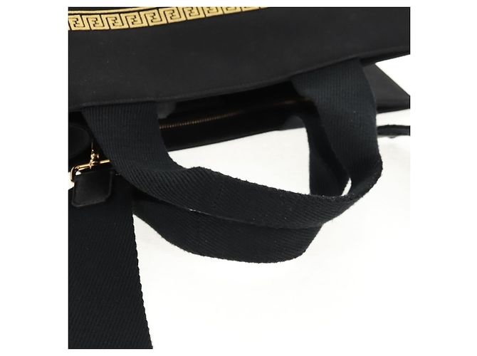 Bolso tote de lona FENDI VERSACE Collaboration 2way Negro Dorado Auth BA6912M - vista 14