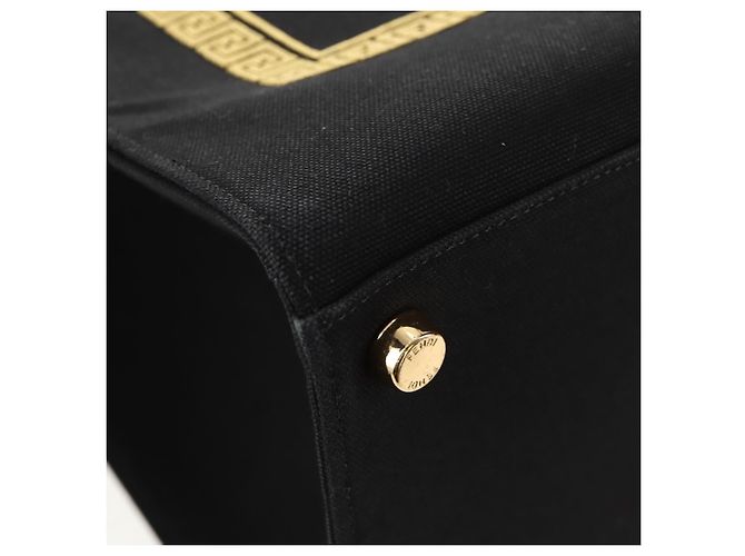 Bolso tote de lona FENDI VERSACE Collaboration 2way Negro Dorado Auth BA6912M - vista 17