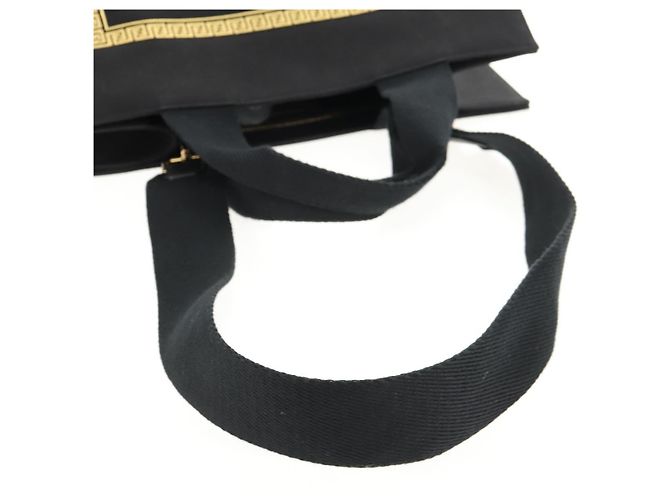 Bolso tote de lona FENDI VERSACE Collaboration 2way Negro Dorado Auth BA6912M - vista 8