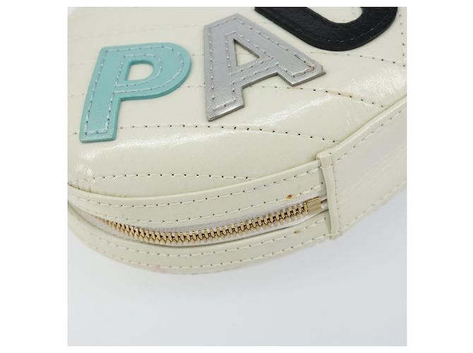 CHANEL V Stitch Borsa a Spalla con Catena Pelle Bianca Oro CC Auth 144830SAV Bianco D'oro - vista 15