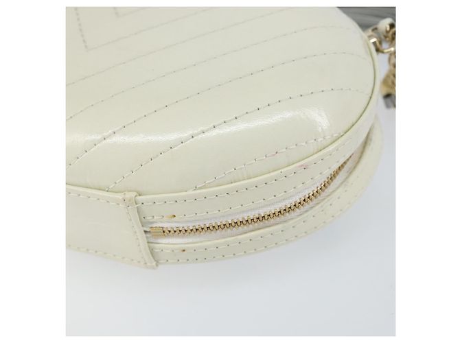 CHANEL V Stitch Borsa a Spalla con Catena Pelle Bianca Oro CC Auth 144830SAV Bianco D'oro - vista 16