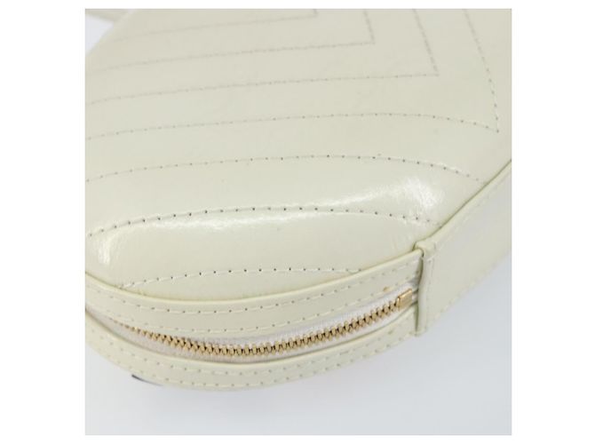CHANEL V Stitch Borsa a Spalla con Catena Pelle Bianca Oro CC Auth 144830SAV Bianco D'oro - vista 17