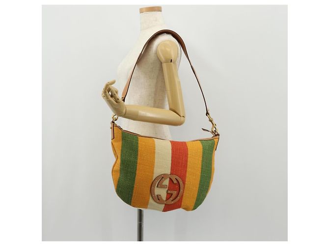 GUCCI Interlocking Schultertasche aus Canvas Mehrfarbig Gold Auth 134341SAV - Ansicht 27