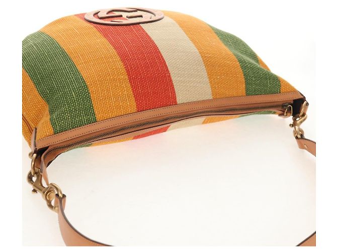 GUCCI Interlocking Schultertasche aus Canvas Mehrfarbig Gold Auth 134341SAV - Ansicht 6