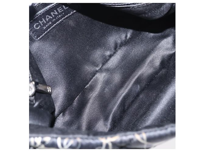 CHANEL Matelassé 25 Borsa a Spalla con Catena Satin Nero Argento CC Auth 152608V - vista 11