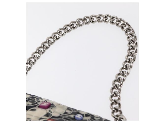 CHANEL Matelassé 25 Borsa a Spalla con Catena Satin Nero Argento CC Auth 152608V - vista 15
