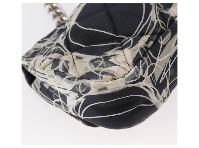 CHANEL Matelassé 25 Borsa a Spalla con Catena Satin Nero Argento CC Auth 152608V - vista 18