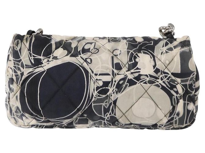 CHANEL Matelassé 25 Borsa a Spalla con Catena Satin Nero Argento CC Auth 152608V - vista 2