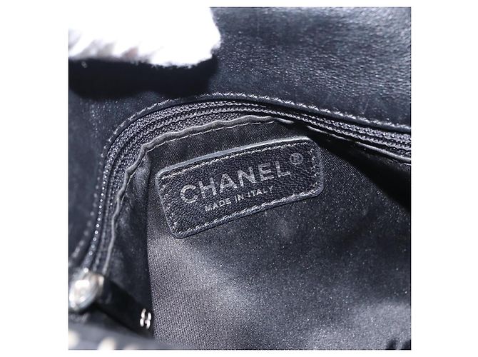 CHANEL Matelassé 25 Borsa a Spalla con Catena Satin Nero Argento CC Auth 152608V - vista 24