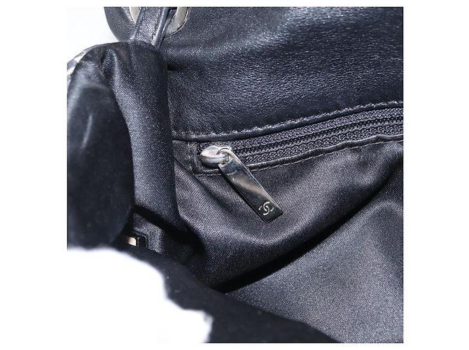CHANEL Matelassé 25 Borsa a Spalla con Catena Satin Nero Argento CC Auth 152608V - vista 27