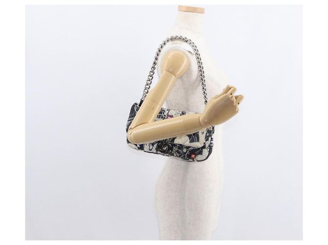 CHANEL Matelassé 25 Borsa a Spalla con Catena Satin Nero Argento CC Auth 152608V - vista 29
