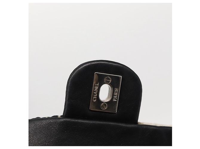 CHANEL Matelassé 25 Borsa a Spalla con Catena Satin Nero Argento CC Auth 152608V - vista 9