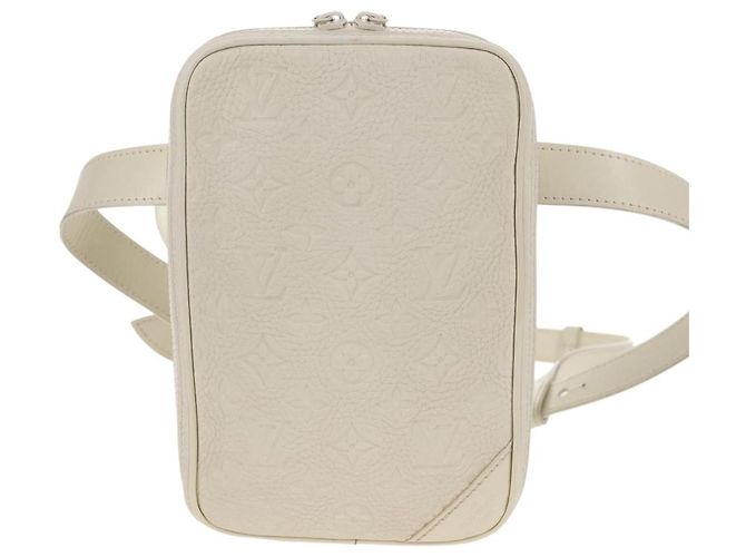 LOUIS VUITTON Borsa Laterale Utilitaria Monogram Taurillon Clemence M53256 Auth 151309M Bianco - vista 13