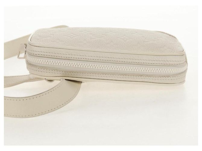 LOUIS VUITTON Borsa Laterale Utilitaria Monogram Taurillon Clemence M53256 Auth 151309M Bianco - vista 4