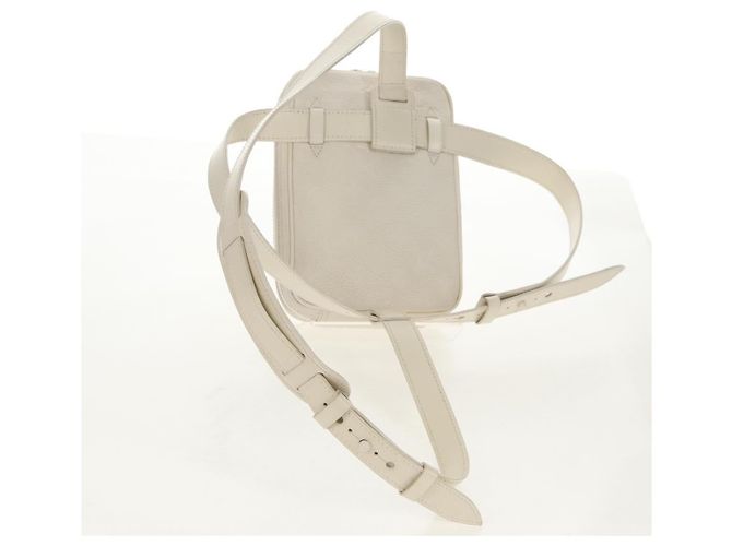LOUIS VUITTON Borsa Laterale Utilitaria Monogram Taurillon Clemence M53256 Auth 151309M Bianco - vista 8