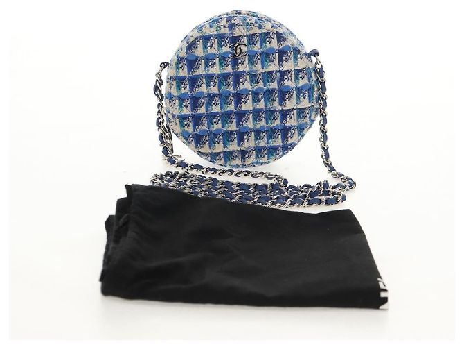 Borsa a Spalla CHANEL con Catena Tweed Blu Argento CC Auth bs30994SAV - vista 12