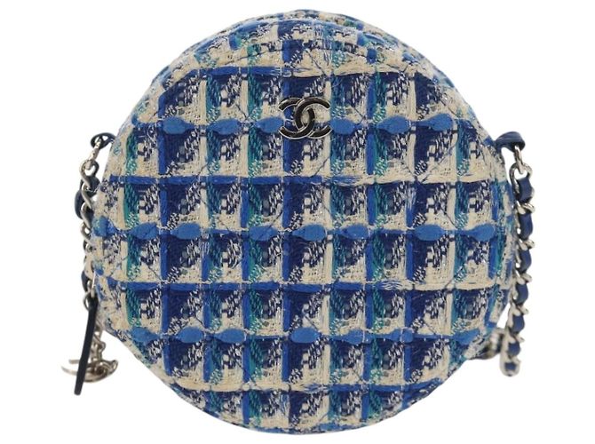 Borsa a Spalla CHANEL con Catena Tweed Blu Argento CC Auth bs30994SAV - vista 13