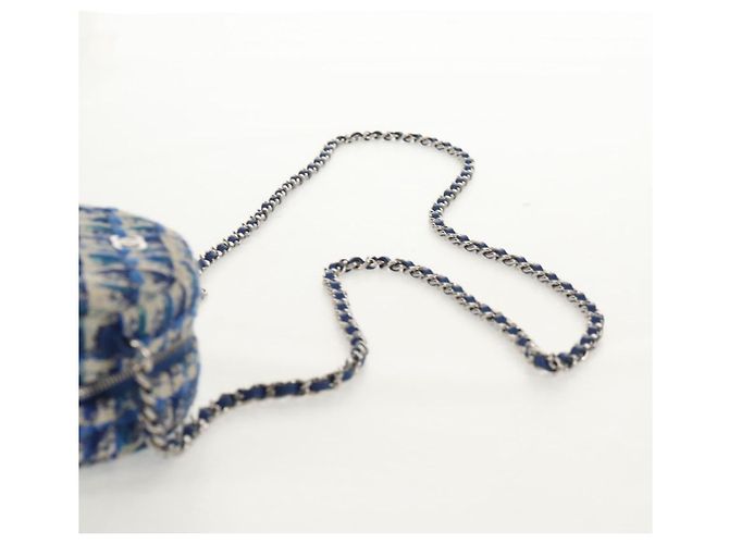 Borsa a Spalla CHANEL con Catena Tweed Blu Argento CC Auth bs30994SAV - vista 14