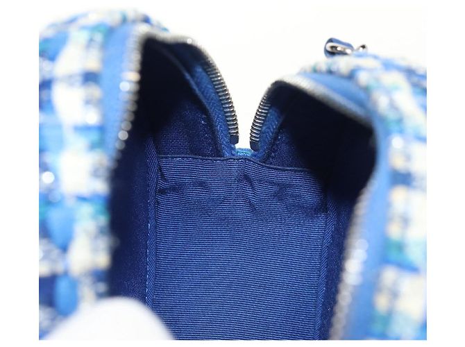 Borsa a Spalla CHANEL con Catena Tweed Blu Argento CC Auth bs30994SAV - vista 24