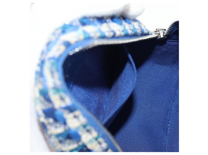 Borsa a Spalla CHANEL con Catena Tweed Blu Argento CC Auth bs30994SAV - vista 25