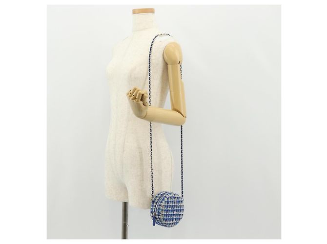 Borsa a Spalla CHANEL con Catena Tweed Blu Argento CC Auth bs30994SAV - vista 26