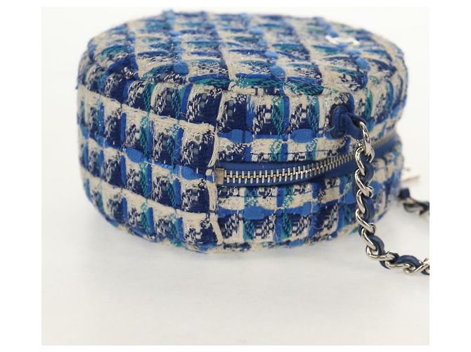 Borsa a Spalla CHANEL con Catena Tweed Blu Argento CC Auth bs30994SAV - vista 4